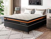 Conjunto Cama Box c/ Molas Ensacadas Sirius Preto Casal 138x188x65