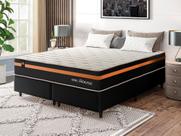 Conjunto Cama Box c/ Molas Ensacadas Sirius Preto King 193x203x65