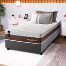 Conjunto Cama Box c/ Molas Ensacadas Venice Marrom Solteiro 88x188x60