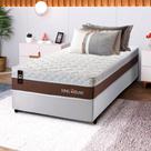 Conjunto Cama Box c/ Molas Ensacadas Venice Marrom Solteiro 88x188x60