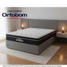 Conjunto Cama Box Casal 138x188 Suede Blindada com Colchão Ortobom Elegant Molas Ensacadas Superpocket