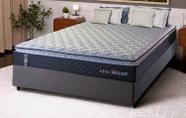 Conjunto Cama Box Casal Dakota Preto 138x188x57 Espuma D33