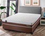 Conjunto Cama Box Casal Venice 138x188x60 Marrom/Branco c/ Molas Ensacadas