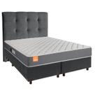 Conjunto Cama Box Cinza King + Colchão D23 Pro Inducol + Cabeceira