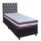 Conjunto Cama Box Cinza Solteiro + Colchão Molas Ensacadas Legaccy Paropas + Cabeceira