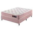 Conjunto Cama Box Colchão Casal 138x188x67 com Molas Ensacadas Denver Rosa