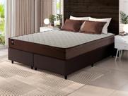 Conjunto Cama Box Espuma Atlanta Marrom King 193x203x62