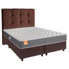 Conjunto Cama Box Marrom Queen + Colchão D23 Pro Inducol + Cabeceira