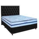 Conjunto Cama Box Preto Casal + Colchão Molas Ensacadas Blue Paropas + Cabeceira