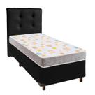 Conjunto Cama Box Preto Solteiro + Colchão D20 D20 Inducol + Cabeceira