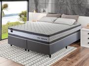 Conjunto Cama Box Queen Size Alpine 158x198x65 Cinza/Branco c/ Molas Ensacadas