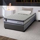 Conjunto Cama Box Solteiro Alpine 96x203x65 Cinza/Branco c/ Molas Ensacadas