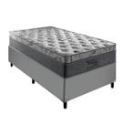 Conjunto Cama Box Solteiro Cinza Palermo Molas Ensacadas