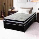 Conjunto Cama Box Solteiro Durham 88x188x60 Preto/Branco c/ Molas Ensacadas