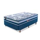 Conjunto Cama Box Solteiro Espuma D33 Miami One Face 88x188 Azul - King House