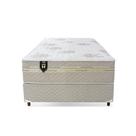 Conjunto Cama Box Solteiro Preston 96x203x71 Bege c/ Molas Ensacadas - King House