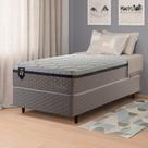 Conjunto Cama Box Solteiro Preston 96x203x71 Bege c/ Molas Ensacadas