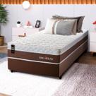 Conjunto Cama Box Solteiro Venice 96x203x60 Marrom/Branco c/Molas Ensacadas