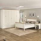 Conjunto Cama Casal, Guarda-Roupa 6 Portas 2 Mesas de Cabeceira Ananda CabeCasa MadeiraOriginals Bege/Off White/Mel Conjunto Cama Casal, Guarda-Roupa 6 Portas 2 Mesas de Cabeceira Ananda CabeCasa MadeiraOriginals Bege/Off White/Mel
