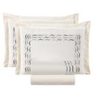 Conjunto Cama Casal King Size Safira Bordado 100% Algodao Luxo VIENA