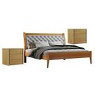 Conjunto Cama Casal Queen 160cm Vivare e 2 Mesa de Cabeceira 3 Gavetas Unique
