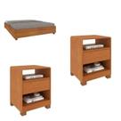 Conjunto Cama Casal Queen Monaco com 2 Mesas de Cabeceira Luna 1 Gaveta Mdf Espresso Móveis