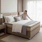 Conjunto cama D33 luxo base box baú 138x188x60 Cod: 242.396/242.098