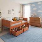 Conjunto Cama Infantil Luna Plus 2 Baús e Escada + Cômoda Londres 6 Gavetas Nature