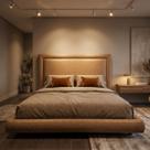 Conjunto Cama Japonesa Casal Cabeceira Alta Estofada material sintético Premiun Luxo Alto Padrão 140cm Clean Moderna Aconchegante Roma