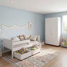 Conjunto Cama Luna Plus e Armário Multiuso Gold 2 Portas para Quarto Infantil - Off White/branco