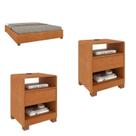 Conjunto Cama Monaco Casal + 2 Mesa de Cabeceira 1 Gaveta Orgânica Luna com Carregador Usb 100% Mdf