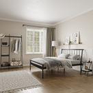 Conjunto Cama Queen 2 Mesa de Cabeceira e Arara de Roupas em Aço Begônia CabeCasa MadeiraOriginals