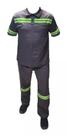 Conjunto Camisa 2 Botões e Calça Refletiva Obras Brim 100% Algodão