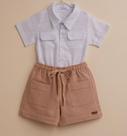 CONJUNTO CAMISA BODY E SHORTS MUNDOTINY Cor:Branco/BegeTamanho:M