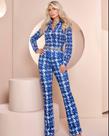 Conjunto Camisa Crepe e Calça Flare Cor azul