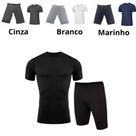 conjunto camisa e bermuda térmica masculina segunda pele proteção UV TB moda fitness conjunto camisa e bermuda térmica masculina segunda pele proteção UV TB moda fitness