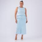 Conjunto camisa e saia plus size com bolso flap saia longa fem Conjunto camisa e saia plus size com bolso flap saia longa fem
