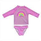 Conjunto camisa manga longa bloqueadora de raios uv E calcinha arco iris 6-12M basic +
