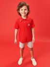 Conjunto Camisa Polo E Bermuda Vermelho E Cinza Abrange