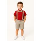 Conjunto Camisa Social Bermuda Suspensório Gravata Menino Conjunto Camisa Social Bermuda Suspensório Gravata Menino