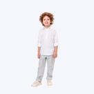 Conjunto Camisa Social Branca E Calça Sarja Cinza Infantil Menino Vigat 3025 Branco