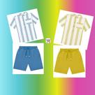 Conjunto Camisa Tricoline Bermuda Linho Azul - Milon