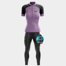 Conjunto Camisa Way Fresh Feminina de Ciclismo Calça Gel Bolsos Ziper total Proteção Uv Bolsos Traseiros