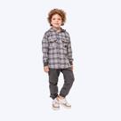 Conjunto Camisa Xadrez Moletom com Capuz e Calça Moletom Cinza Infantil Menino Vigat 3006 Conjunto Camisa Xadrez Moletom com Capuz e Calça Moletom Cinza Infantil Menino Vigat 3006