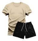 Conjunto Camiseta Algodão Lisa Premium + Short Tactel Preto Conjunto Camiseta Algodão Lisa Premium + Short Tactel Preto