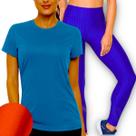 Conjunto Camiseta BLUSINHA MALHA FRIA POLIAMIDA + Calça LEGGING 3D Fitness Leg Academia Corrida 575