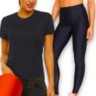 Conjunto Camiseta BLUSINHA MALHA FRIA POLIAMIDA + Calça LEGGING 3D Leg Academia Corrida Fitness 574
