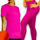 Conjunto Camiseta BLUSINHA MALHA FRIA POLIAMIDA + Calça LEGGING 3D Leg Corrida Academia Fitness 573
