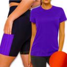 Conjunto Camiseta Blusinha MALHA FRIA POLIAMIDA + Short BOLSO Leg Legging Academia Corrida 547