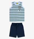 Conjunto Camiseta com Bermuda Meia Malha Rovi Kids Azul